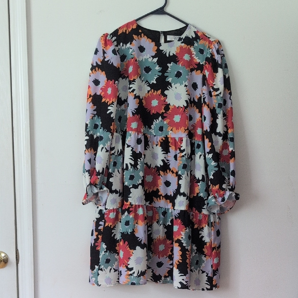 Crosby Blues and Orange Bishop Sleeve Sundress